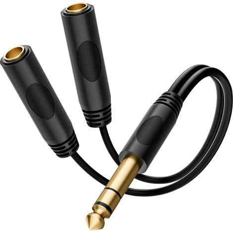 Adaptateur Double Jack 6,35mm Mâle Répartiteur pour Casque, 20cm (1/5)