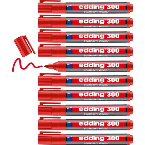 edding 300 permanent marker folding box of 10 red (1/5)