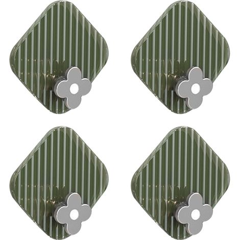 Ganci adesivi in plastica, 4 pezzi, impermeabili, senza chiodi, per asciugamani, chiavi, appendiabiti da parete per cucina, bagno, soffitto, ufficio, verdi. (1/5)