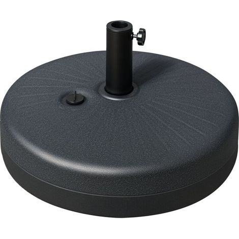 Pied de parasol Outsunny 22 kg, support rond pour parasol, poids pour parasol, compatible avec les parasols à tube de 38/48 mm de diamètre, pour balcon, terrasse, jardin, noir (1/5)