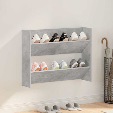 806749 vidaXL Wall Shoe Cabinet Concrete Grey 80x18x60 cm Engineered Wood (1/5)