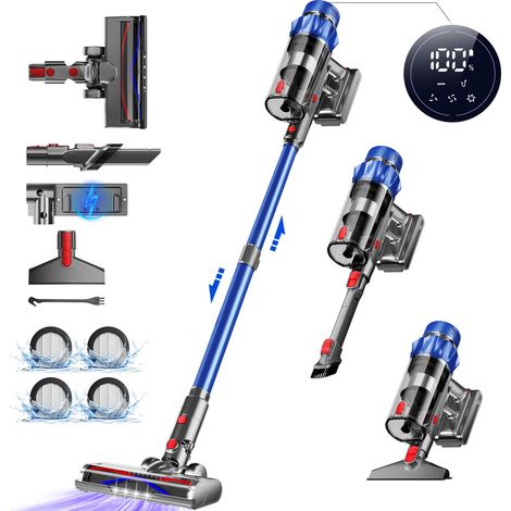 Aspiradora sin cable azul – 65000 Pa – 70 min de autonomía – 3 velocidades – pantalla táctil – diseño autoportante – depósito de 1,8 L – apta para pelos de mascotas – escoba eléctrica moderna (1/5)