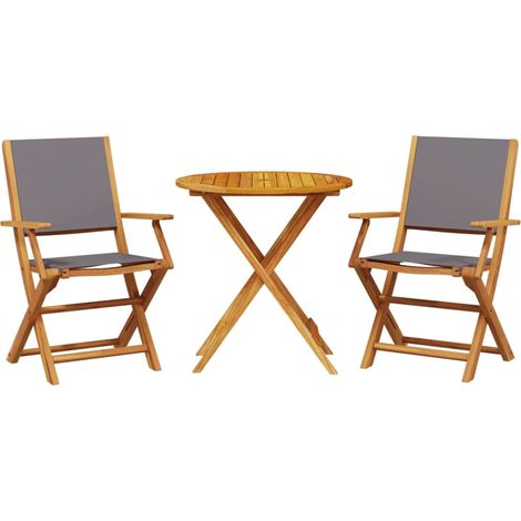 Maison Exclusive - Set da Bistrot 3pz Antracite in Tessuto e Legno Massello