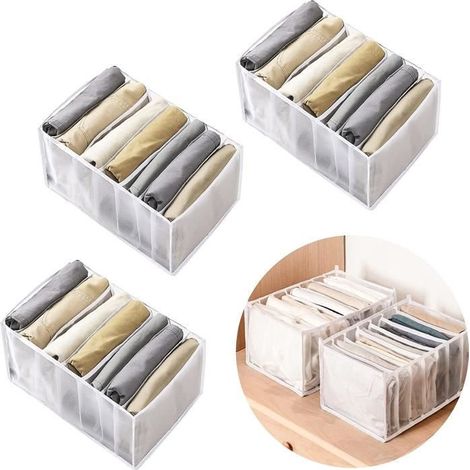 Organisateur de tiroir 3 pièces, boîte de rangement en maille pliable, organisateur de sous-vêtements de tiroir pour soutien-gorge, (1/4)