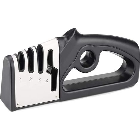 Professioneller Messerschärfer, 4-in-1-Küchenschärfer, Messer- und Scherenschärfer, Messerschärfer mit rutschfestem Radiergummi für Edelstahl- und Keramikmesser (1/5)