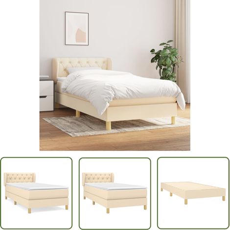The Living Store Boxspringbett mit Matratze Creme 80x200 cm Stoff - Boxspringbett - Doppelbett - Bettenrahmen - Cremefarbenes Bett - Lattenrost (1/5)