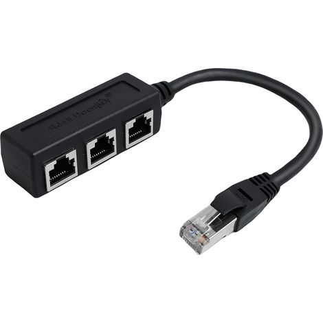 RJ45 Splitter Ethernet Power Strip Splitter RJ45 Ethernet Cable  Network Adapter RJ 45 Coupler 1 Male to 3 Female Ether Net LAN Cable Extender for Cat5, Cat5e, Cat6, Cat7 (1/5)