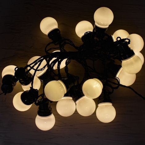 Prequ Catena Luminosa 20 Sfere Opache. 80 led Bianco Caldo, Luce Fissa, Prolungabile, IP44 (1/3)