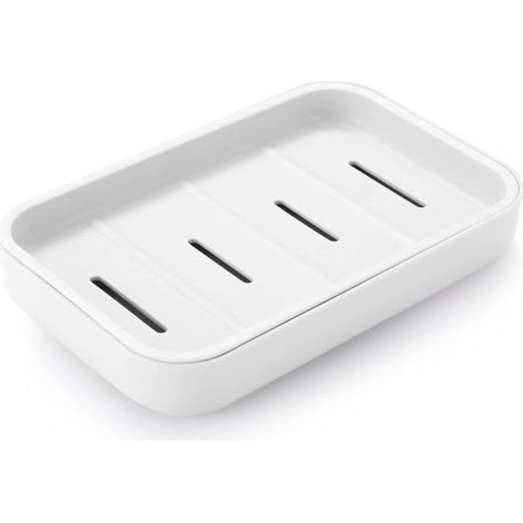 1 Porte-savon avec égouttoir, double couche, drainage efficace, salle de bain, blanc (1/2)