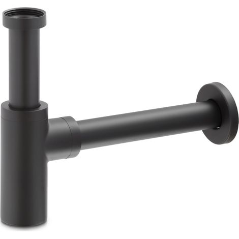 Siphon d évacuation avec tuyau rond en acier et laiton noir mat Corinto (1/2)