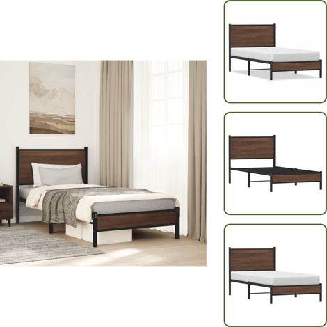Metallbett ohne Matratze Braun Eichen-Optik 75x190 cm - Metallbett - Doppelbett - Boxspringbetten - Etagenbett - Jugendzimmer (1/5)