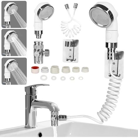 Douchette à main pour lavabo, douchette de lavabo avec tuyau, pommeau de douche et distributeur de robinet, robinet de salle de bain pour handicapés, personnes âgées (1/5)