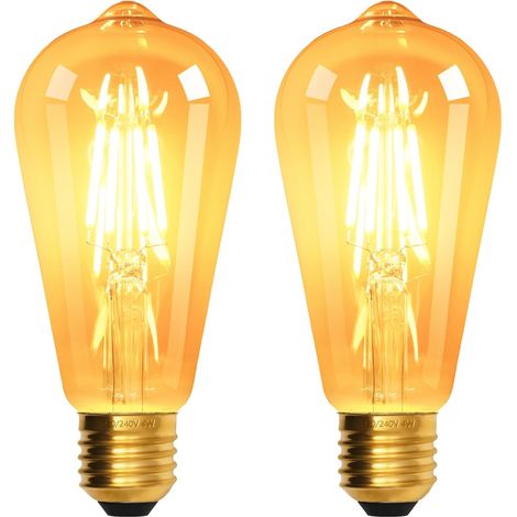 2er-Pack E27-Vintage-LED-Glühbirnen, ST64, 4 W, 220–240 V, 2700 K warmweißes Licht, bernsteinfarbenes Glas, Edison-Glühbirne [Classe énergétique E] (1/5)
