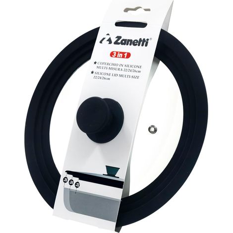 Zanetti, Coperchio Universale, Coperchio in Vetro per Pentole e Padelle, Bordo in Silicone Resistente al Calore, Adatto a Diametri 28 cm, 30 cm, 32 cm (1/5)