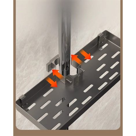 Duschregal ohne Bohren, Aluminium-Seifenschale mit Duschgel-Ablage, einfache Installation, passend für 22–25 mm Rohre
