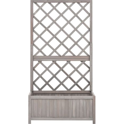 Maison Exclusive - Fioriera con Traliccio Grigia 70x30x135 cm in Massello di Abete