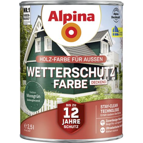 Alpina Wetterschutzfarbe 2,5 L moosgrün Holzschutzfarbe