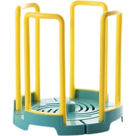 Tellerorganizer für Küchenschränke, ausziehbarer Tisch, Schüsselhalter, Küchenorganizer, Abtropfgestell, Tassenhalter, Geschirrständer, Telleraufbewahrungshilfe (Farbe: gelb) (1/5)