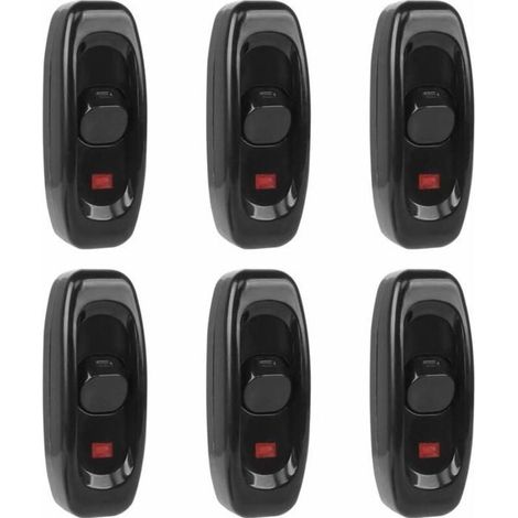 Bardusch-6 Pcs Interrupteurs Bascule 250V 10A avec Voyant LED Noir (1/4)