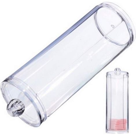 Round Plastic Cotton Pad Holder with Transparent Lid, for Cosmetic Storage, Organizer, Dressing Table Container (1/5)