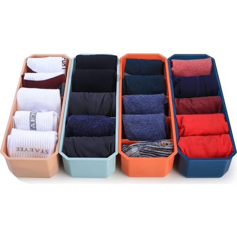 4 pièces Boîtes de Rangement pour Sous-vêtements Chaussettes, Organisateur de Tiroir de Placard, Diviseur de Tiroir Organisateur pour Maison, Soutiens-gorge, Chaussettes, Culottes