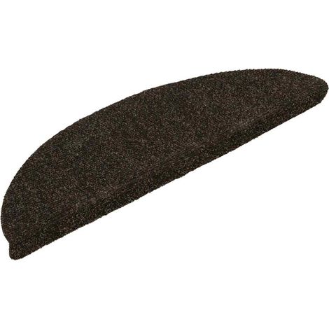 Stair Mats Self-adhesive 15 pcs 56x17x3 cm Dark Brown Half Round vidaXL