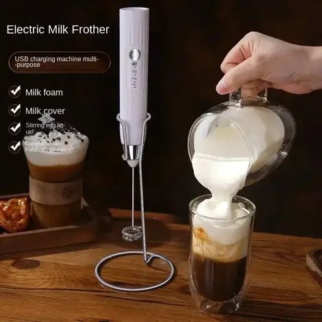 Batteur à œufs électrique rechargeable USB 2 en 1, mélangeur à pâtisserie, mousseur à lait, gadgets de cuisine, agitateur à café (1/5)