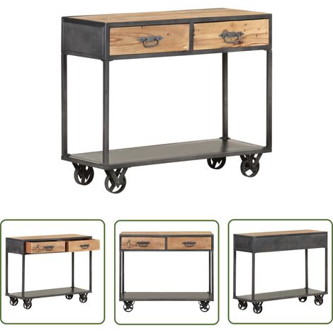 The Living Store Konsolentisch 90x35x74 cm Altholz Massiv - Industrieller Stil - Holzmöbel - Wohnzimmermöbel - Esszimmermöbel - Flurtisch (1/5)
