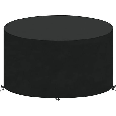 Une housse ronde pour mobilier de jardin, fabriquée en tissu Oxford robuste et durable, mesurant 130 cm de diamètre et 71 cm de hauteur. (1/5)