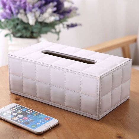 Porte-boîte à mouchoirs, étui en cuir, boîte rectangulaire moderne, fond renforcé par aimants, convient à la maison et à l'hôtel. (1/3)