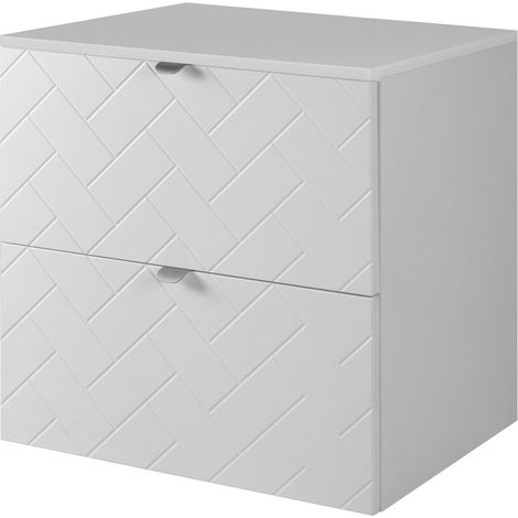 Meuble de salle de bain, Blanc Mat, 100 × 57 × 46 cm, poignées argentées (1/5)