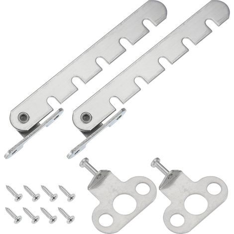 Chiusura di sicurezza per finestra, 2 pezzi, con barra regolabile, con 5 fessure, per finestre con apertura verso l'interno, argento (44 mm). (1/5)