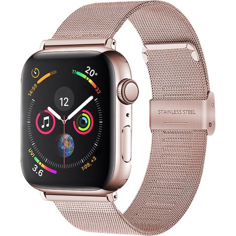 Bracelet de rechange compatible avec les Apple Watch 38-40 mm / 42-44 mm, en acier inoxydable avec boucle métallique, pour Apple Watch Series 4, Series 3, Series 2 et Series 1. (1/5)