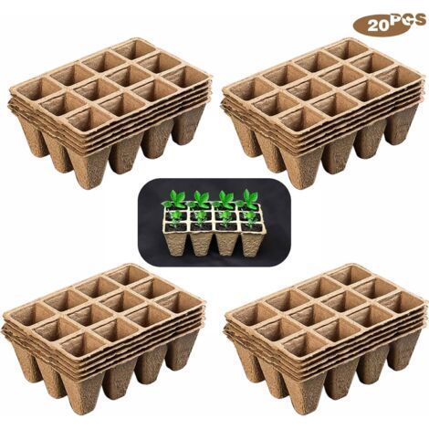 240 Biodegradable Seedling Pots, Square Nursery Pots, 20 Pieces of 12 Grids for Plants, Fruits and Vegetables (1/4)