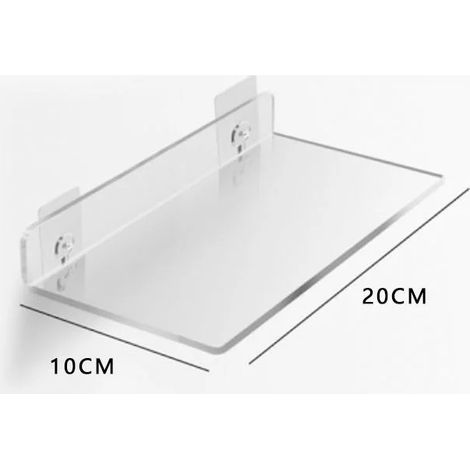 (L 20 x 10 cm - Installation autocollante) Étagère murale en acrylique transparent perforé, rangement pour salle de bain, toilettes et cuisine. Autocollants épais et résistants. (1/5)
