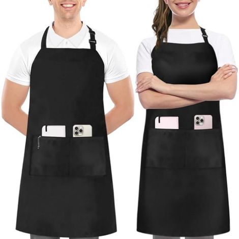 Tabliers de cuisine unisexes (Lot de 2) — Dotés de doubles poches et de bretelles réglables Idéaux pour le barbecue, la restauration, le jardinage et plus encore. (1/5)
