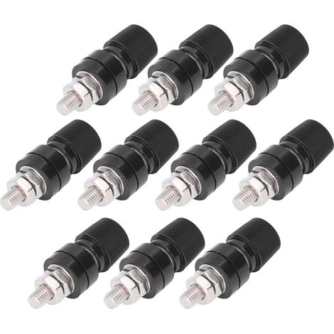 Lot de 10 bornes de raccordement M8 à vis en fer pour onduleur d'instrument électronique (noir) (1/5)