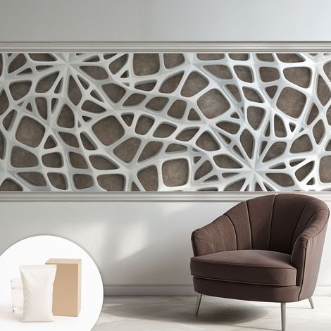 Papier peint intissé classique moderne pour salon et chambre à coucher Décoration rapide avec colle Réseau géométrique 250x104 cm (1/5)