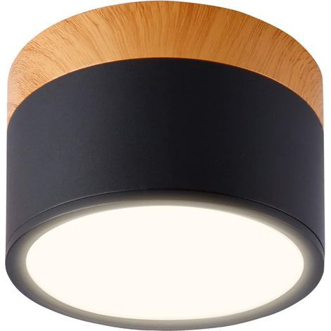 Spot Plafond en Saillie Rond LED Plafonnier Aluminium 7W Ø110mm 230V pour Couloir Chambre Salle à Manger Cuisine Salon -Noir Mat-blanc Chaud 3000k (1/5)