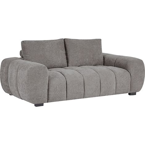 Vente-Unique – Canapé 3 places convertible en tissu texturé gris – Dossier déhoussable – Confort équilibré – Structure bois – Longueur 196 cm (1/4)