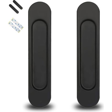 Lot de 2 Poignées de Porte Coulissante 14,8 cm, Poignées Auto-Adhésives Noires pour Baie Vitrée, Fenêtres, Armoires et Portes Coulissantes (1/5)