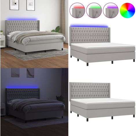 Boxspringbett mit Matratze & LED Hellgrau 180x200 cm Stoff - Boxspringbett - Doppelbett - Schlafsofa - Bettauflage - Lattenrost - Home & Living (1/5)