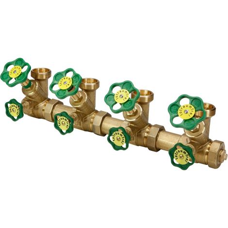 Schlösser ATV-Verteiler mit nichtsteigender Spindel, 4-fach, DN 25, Eingang 1 1/4", oberer Ausgang 1 1/2"