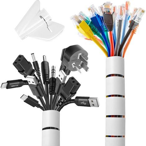 2 Pack Gaine Spirale, 3M Flexible, Protection Câble, 22-28mm, Pour Maison Bureau Auto (1/5)