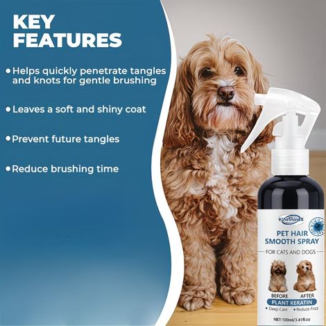 Kineshinex Trockenshampoo-Spray für Haustiere, ohne Ausspülen, sanft, geeignet für Katzen und Hunde, Universalreiniger (1/5)