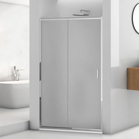 Porta doccia nicchia 100 cm cromato scorrevole con vetro stampato Tay (1/5)