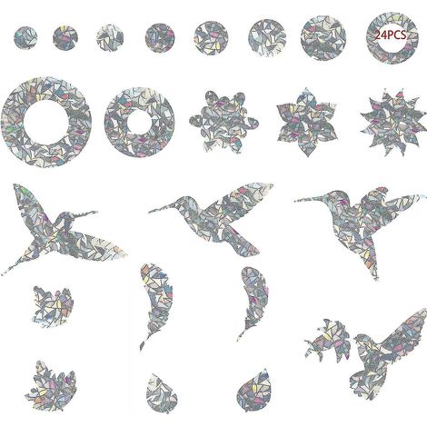 Vogel-Aufkleber, Vögel, Kollision, Anti-Kollisions-Fensteraufkleber, Glastür-Schutz, Silhouette, Anti-Kollisions-Fensteraufkleber, um Menschen und Vögel zu vermeiden, 24 Stück (1/5)