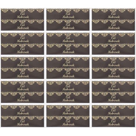 15 Bögen mit dekorativen Aufklebern für Mineralwasserflaschen zum Eid al-Fitr – 21 x 5 cm – Schwarz (1/3)