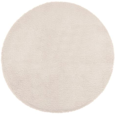 Tapis Rond Imitation Fourrure "Doucea" 80cm Ivoire