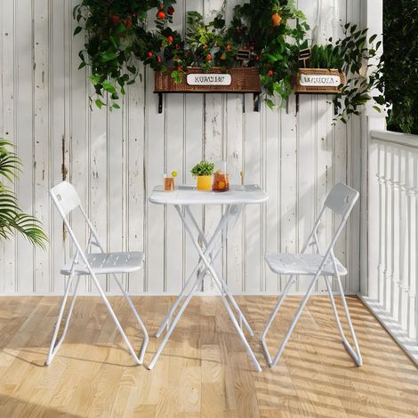 Ensemble de bistrot pliable en acier blanc 23,6 x 23,6 x 28,7 cm (1/5)